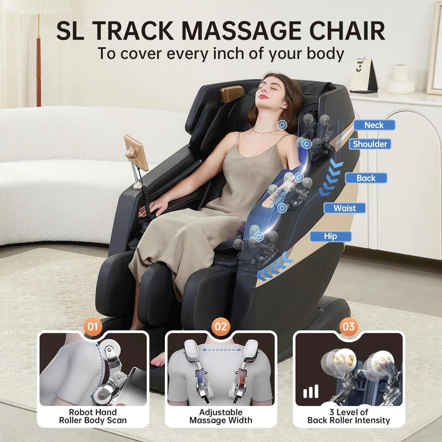 3D Massage Chair, Full Body Zero Gravity Recliner with SL Track - EverVibe Life