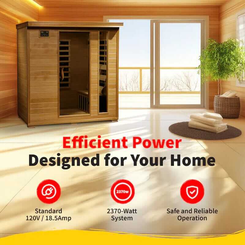 75-In H X 46-In W X 72-In D Hemlock Fir Wood Infrared Sauna - EverVibe Life