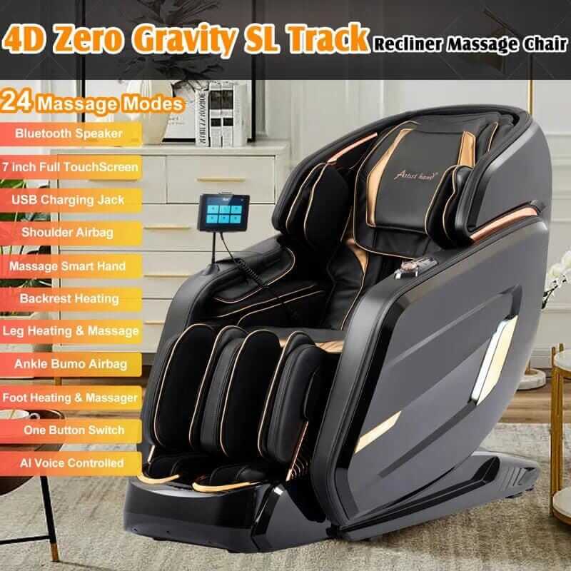 4D SL Track Zero Gravity Full Body Heated Massage Chair with AI Voice Control - EverVibe Life