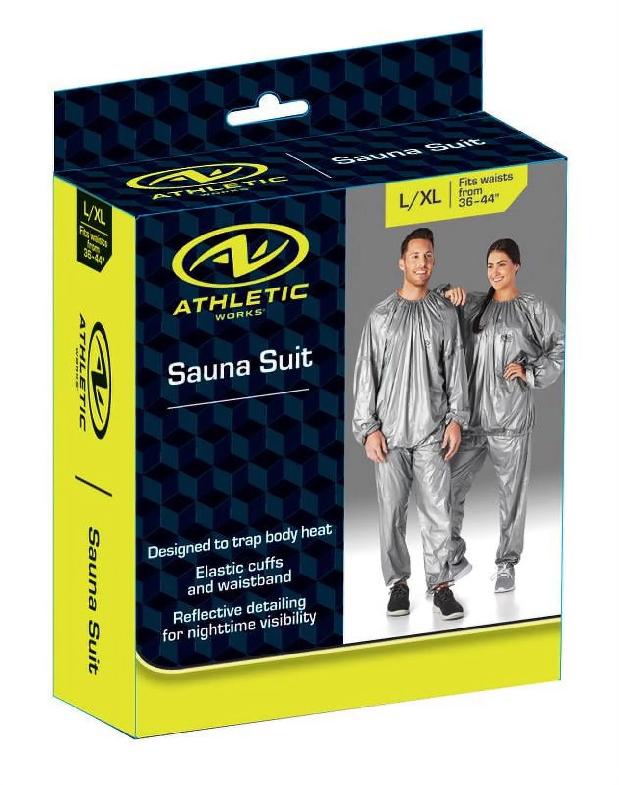 (2 Pack) Sauna Suit with Reflective Detailing on Sleeves, Large/X-Large, Silver