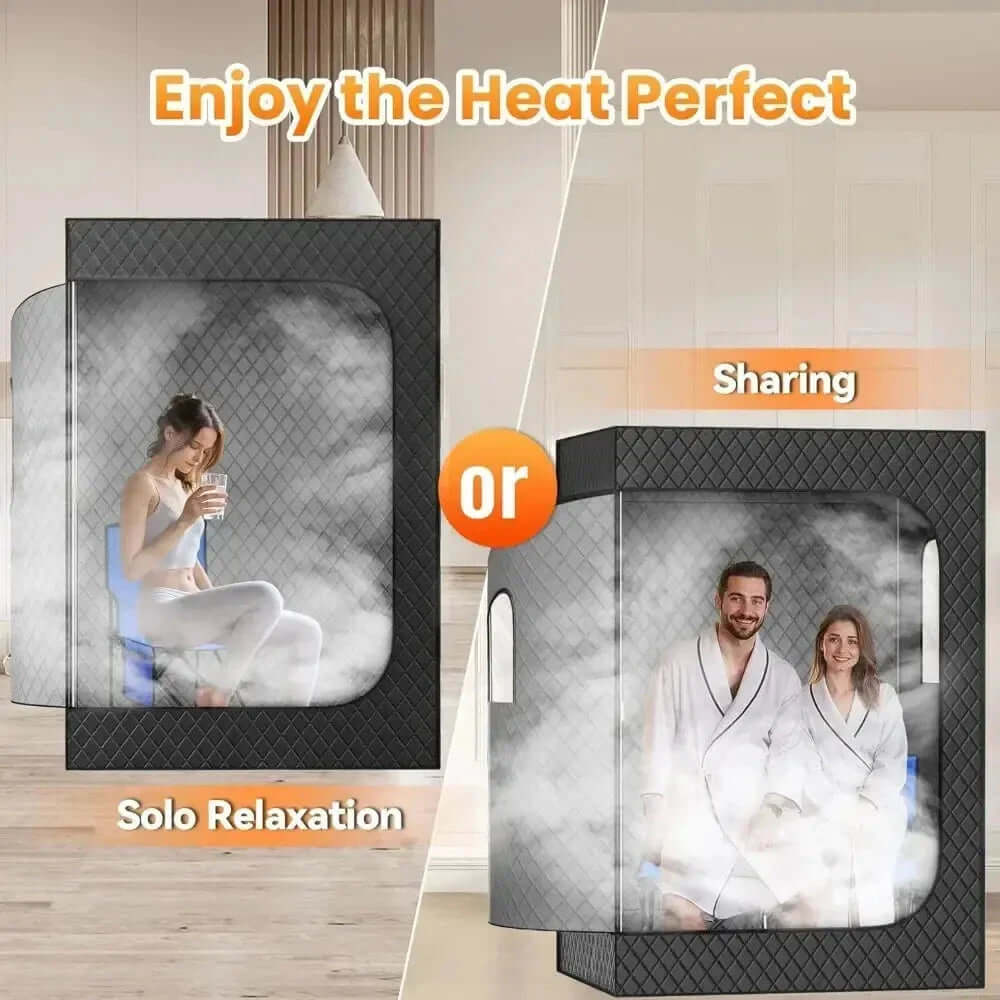 Spacious Double Steam Sauna - Portable Steam Sauna with Chairs & Remote - EverVibe Life
