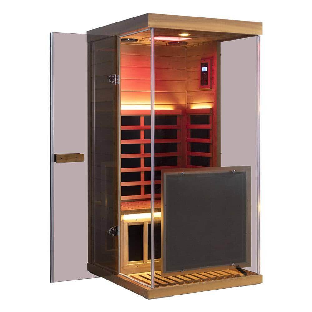 WizziSaunas 909 MRX-R (Right Door)- 1-Person Full Spectrum Infrared Sauna (Red Cedar) - EverVibe Life