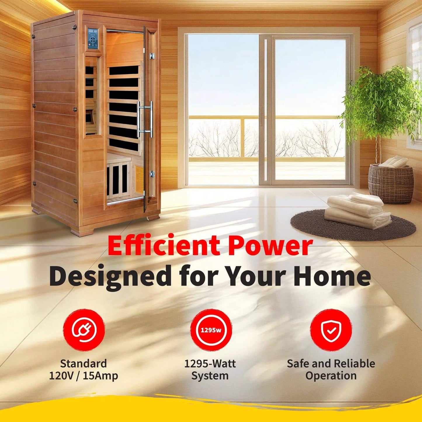Heatwave 1-2 Person Hemlock Infrared Sauna W/ 5 Carbon Heaters - EverVibe Life
