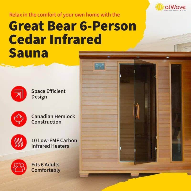 6-Person Cedar Infrared Sauna with 10 Carbon Heaters - EverVibe Life