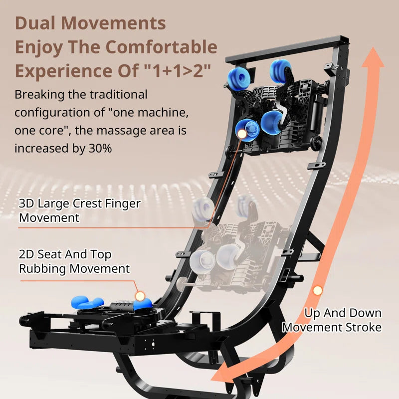 2025 4D Reclining Massage Chair for Full Body, Zero Gravity Recliner with Dual Mechanism, Extended Sl-Track, Upgraded Foot Roller Massage with Waist and Shawl Heating, Music Sync with Hi-Fi Bluetooth Speaker