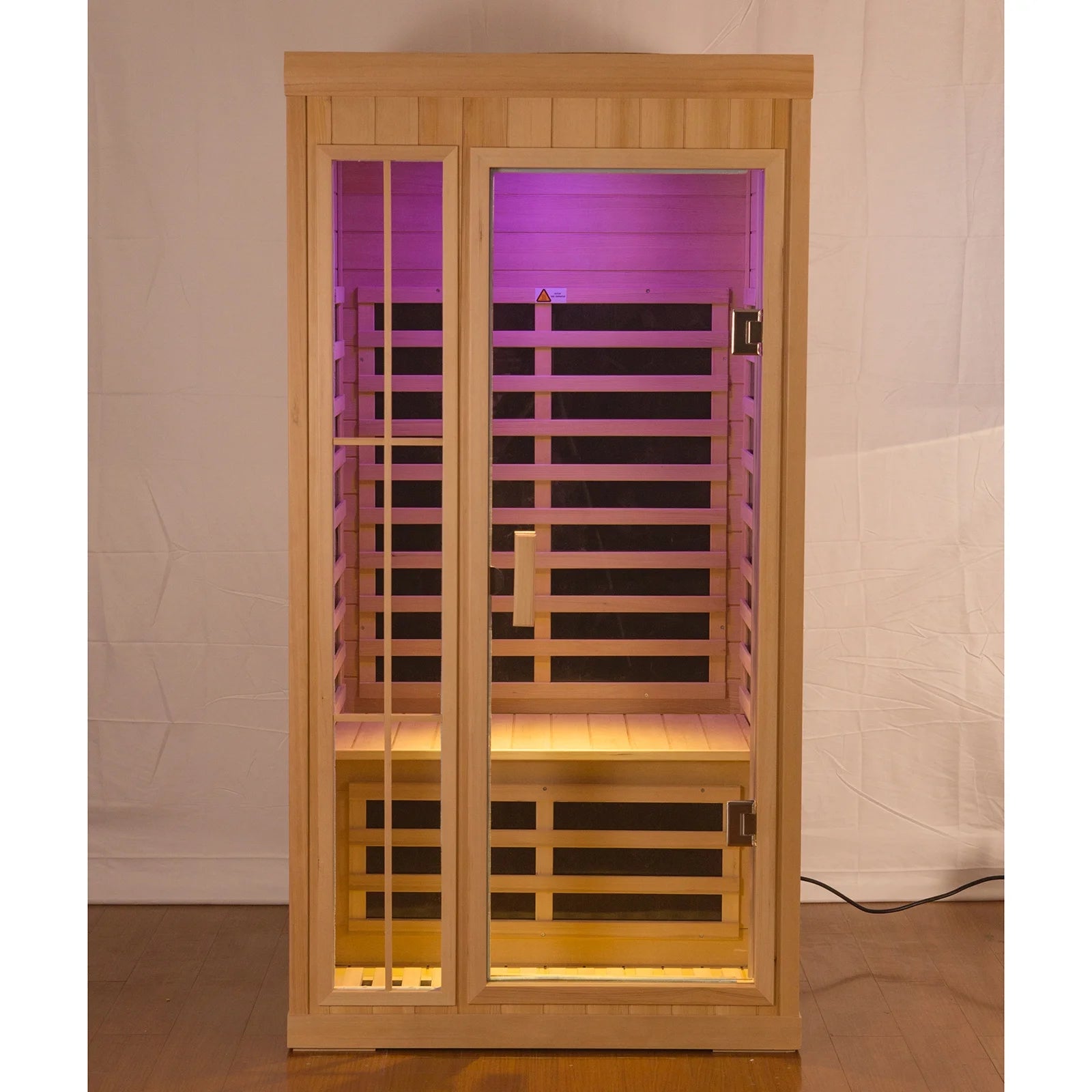 Far Infrared Saunas for Home 1 Person Hemlock Home Sauna Spa with LED Reading Light 1350W EMF Dry Sauna Room for Outdoor Indoor
