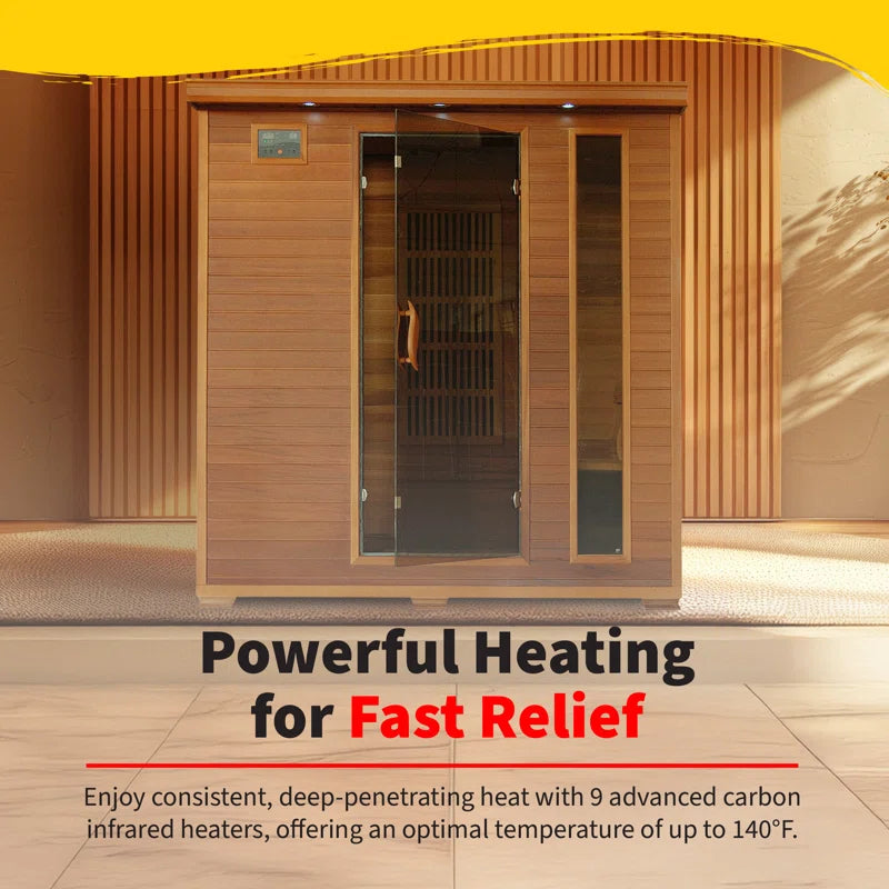 Klondike 4-Person Cedar Infrared Sauna with 9 Heaters