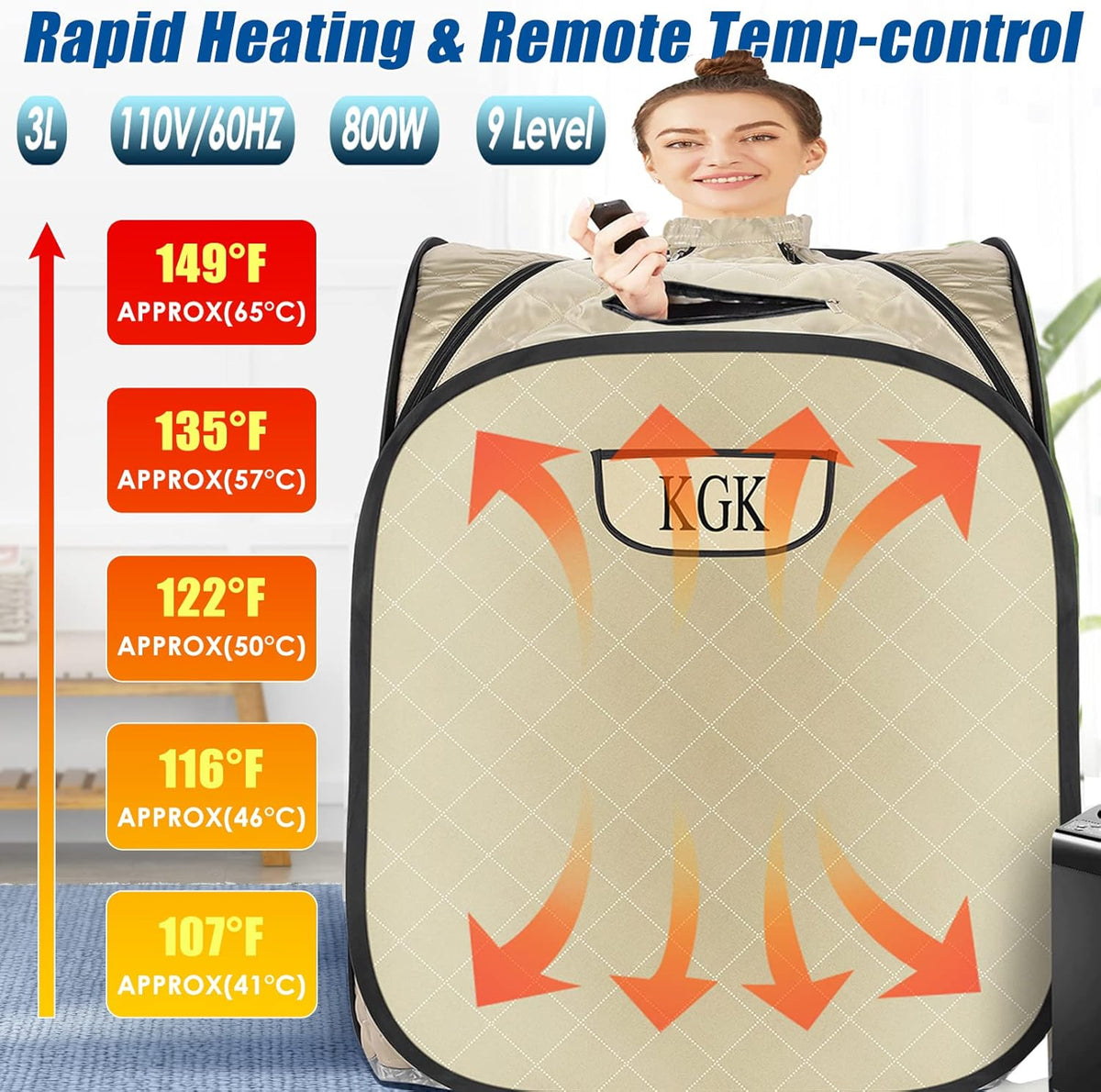 Portable Steam Sauna Full Body for Home Spa with Steamer 