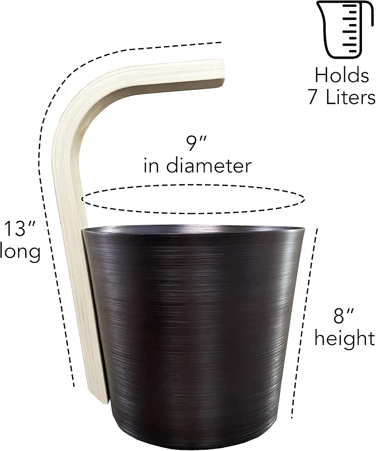 Premium Aluminum Sauna Bucket with Long Handle Ladle- Perfect Sauna Accessories for Spa Sauna and Home Sauna or Steam Room- Sauna Spa Accessories Kit Includes Bucket and Ladle (Bronze)