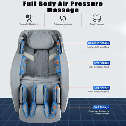 Blue Faux Leather Zero Gravity Recliner 3D Programmable Massage Chair