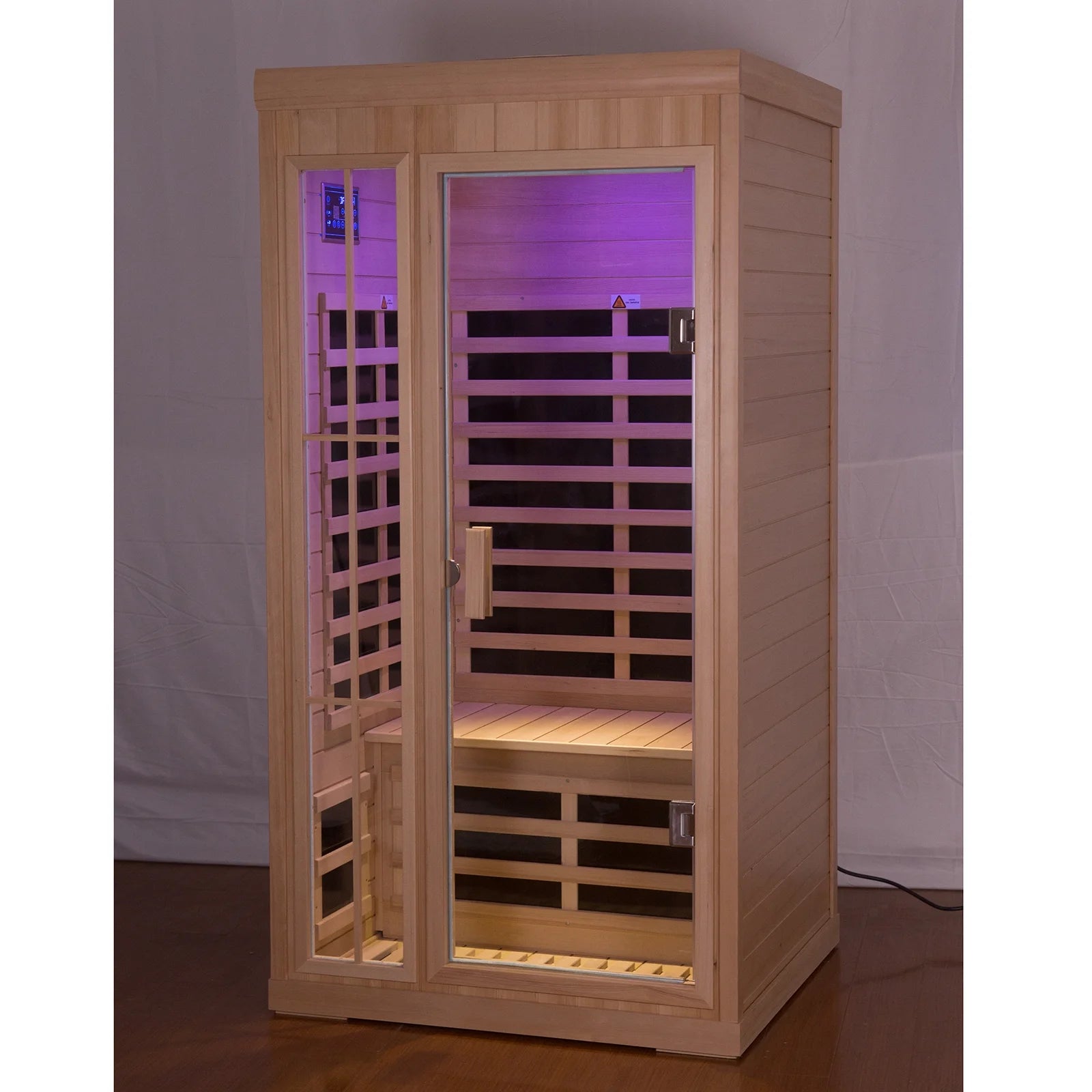 Far Infrared Saunas for Home 1 Person Hemlock Home Sauna Spa with LED Reading Light 1350W EMF Dry Sauna Room for Outdoor Indoor
