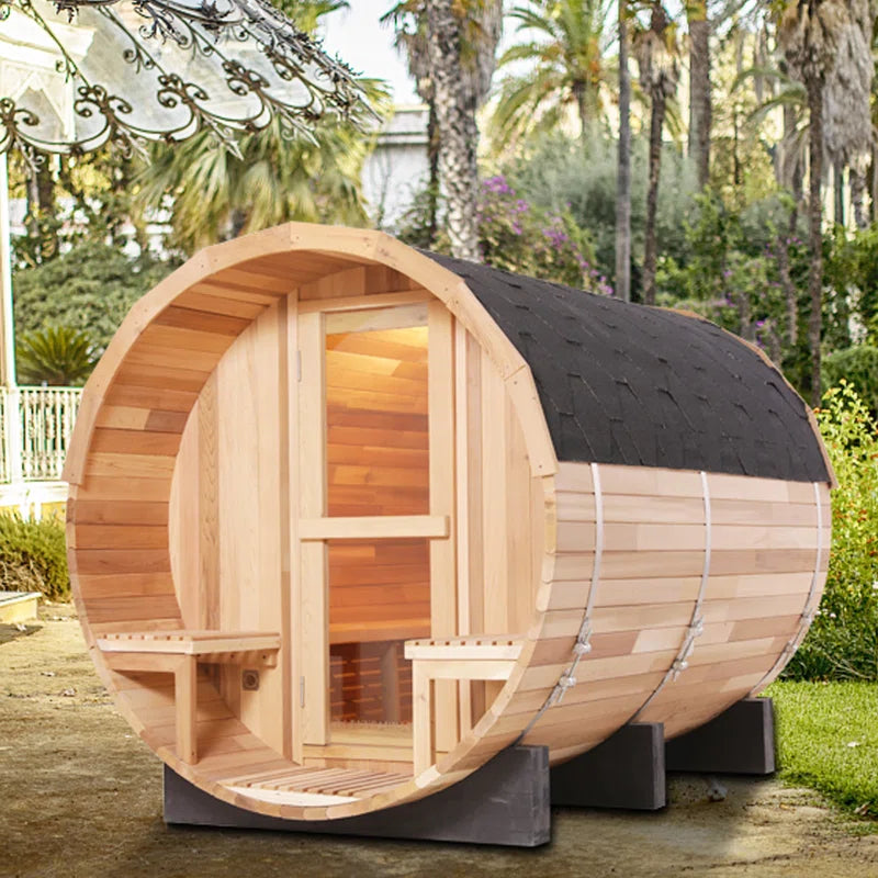 6-Person Cedar Traditional Steam Barrel Sauna - EverVibe Life