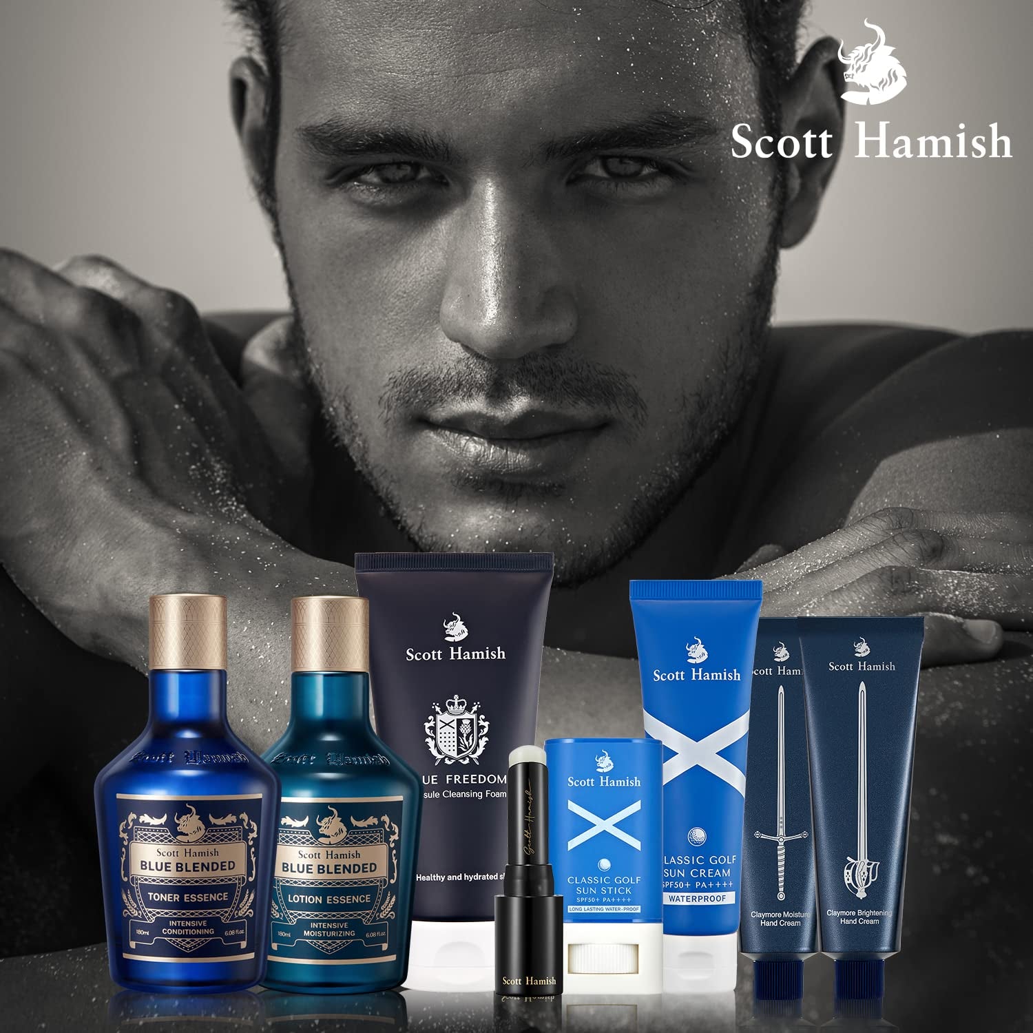 Blue Blended Toner Essence - Men Facial Toner Essence with Hyaluronic Acid & Amino Acid - Hydrating Toner Restore Vitality – All in One Face & Aftershave, 6.09 Fl.Oz.