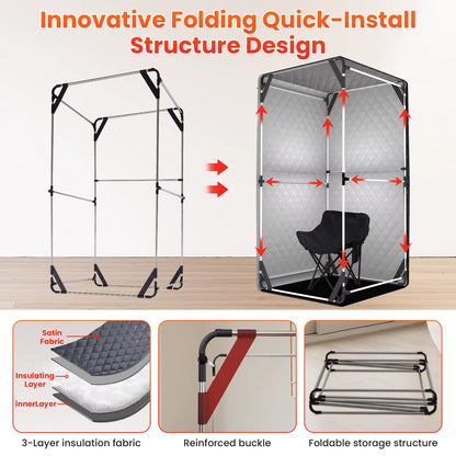 Upgraded Personal Sauna Box with Folding Chair - 1300W 3L Steamer, Extra Large Size for Full Body Detox