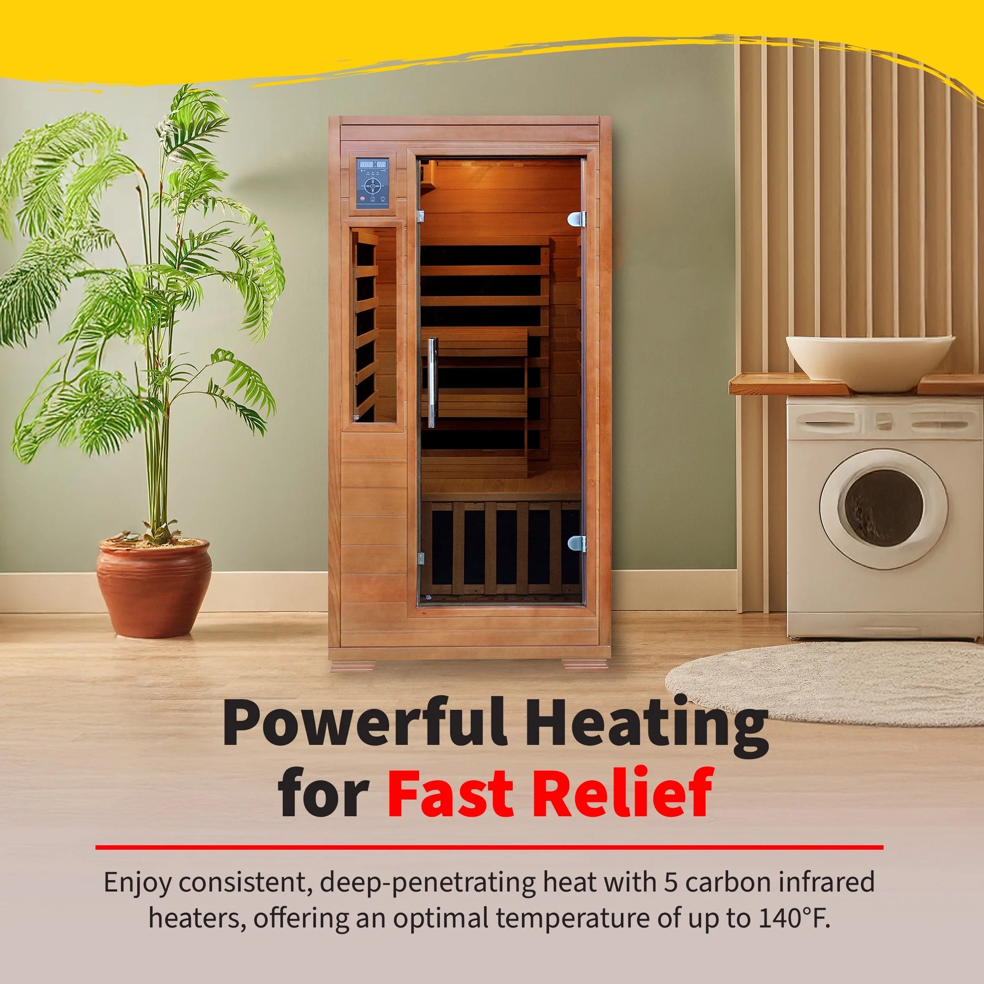 Heatwave 1-2 Person Hemlock Infrared Sauna W/ 5 Carbon Heaters