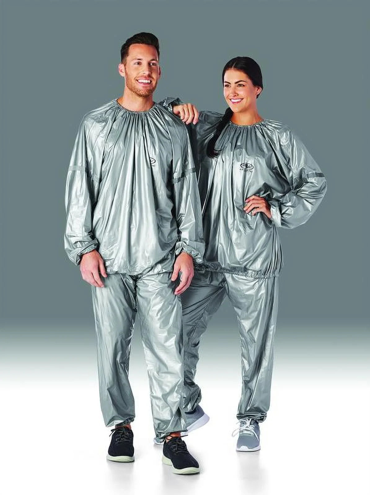 (2 Pack)  Sauna Suit with Reflective Detailing on Sleeves, Large/X-Large, Silver