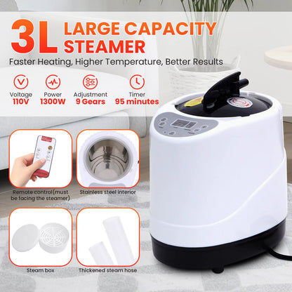 Upgraded Personal Sauna Box with Folding Chair - 1300W 3L Steamer, Extra Large Size for Full Body Detox