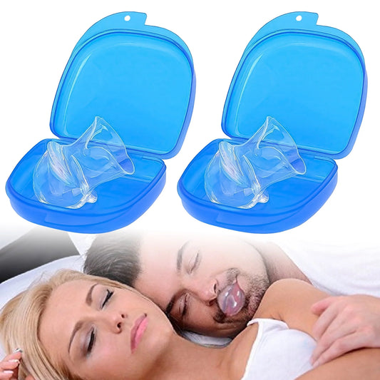 2 Pcs anti Snoring Tongue Device with Storage Case, Silicone Tongue Sleeve for Sleep Apnea Aid Stop for Adult, Colorless