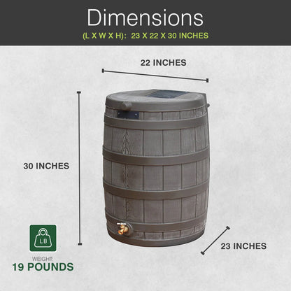 RW50 Rain Wizard 50Gal Plastic Rain Barrel Water Collector, Oak