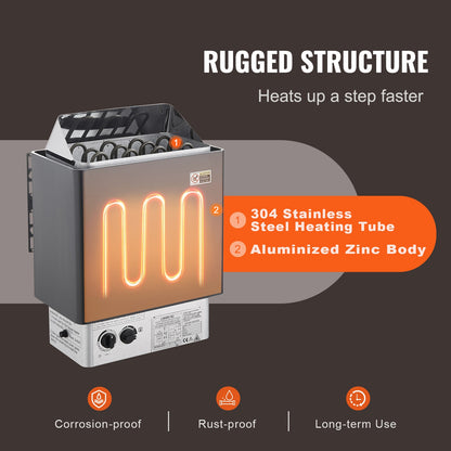 Uimoso Sauna Heater Stove 6KW Wet & Dry Stailess Steel W/ Internal Controller