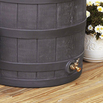 RW50 Rain Wizard 50Gal Plastic Rain Barrel Water Collector, Oak