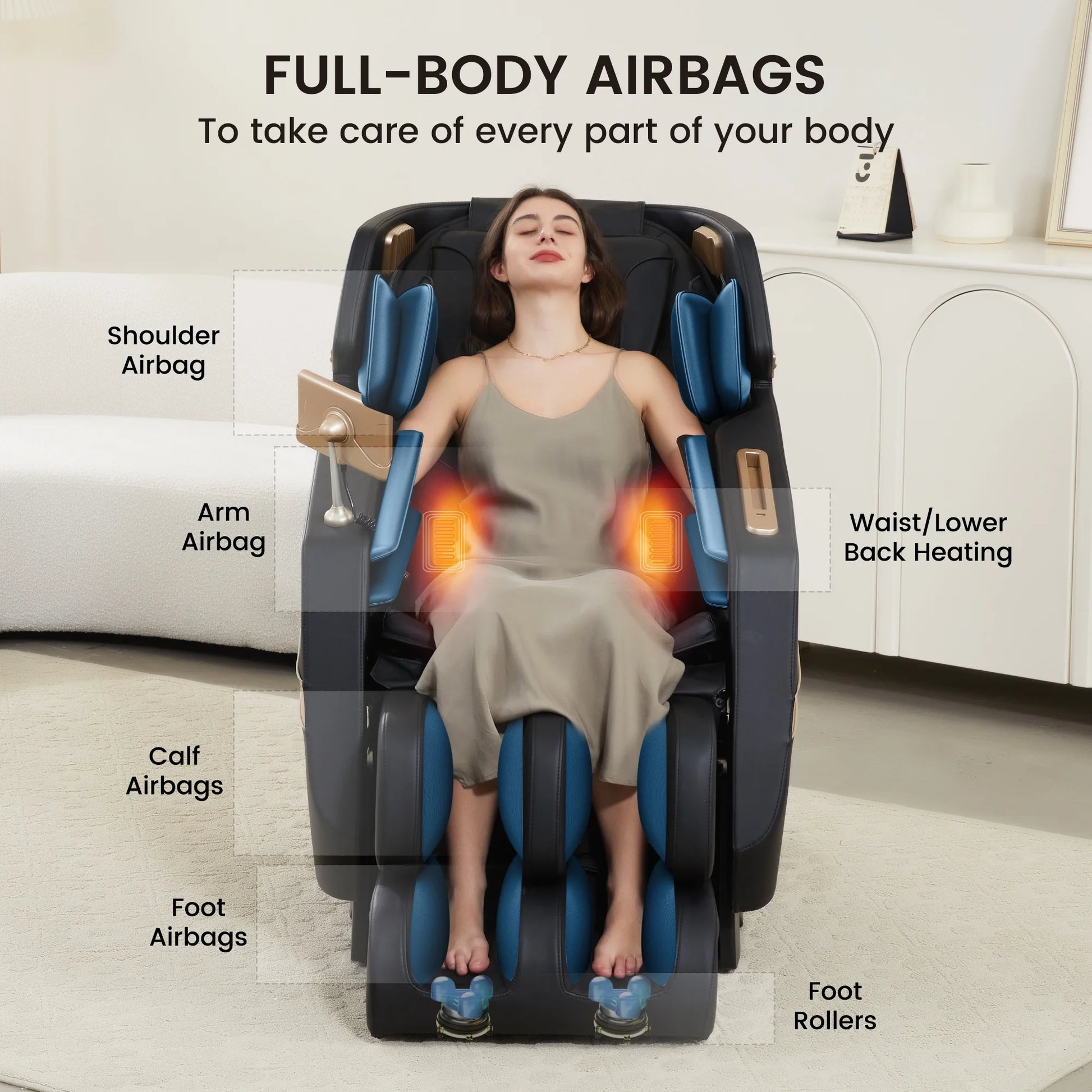 3D Massage Chair, Full Body Zero Gravity Recliner with SL Track, Yoga Stretching, Foot Rollers, Bluetooth, Heating, Black