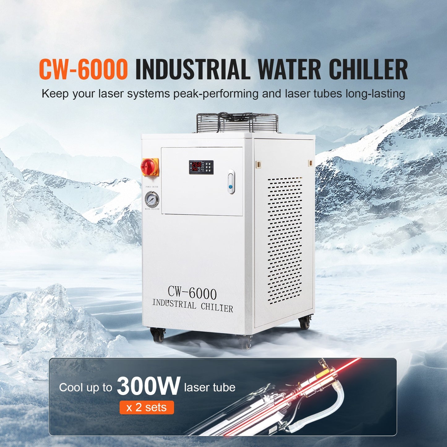 Industrial Water Chiller CW-6000 15L 65L/Min Laser Chiller with Compressor