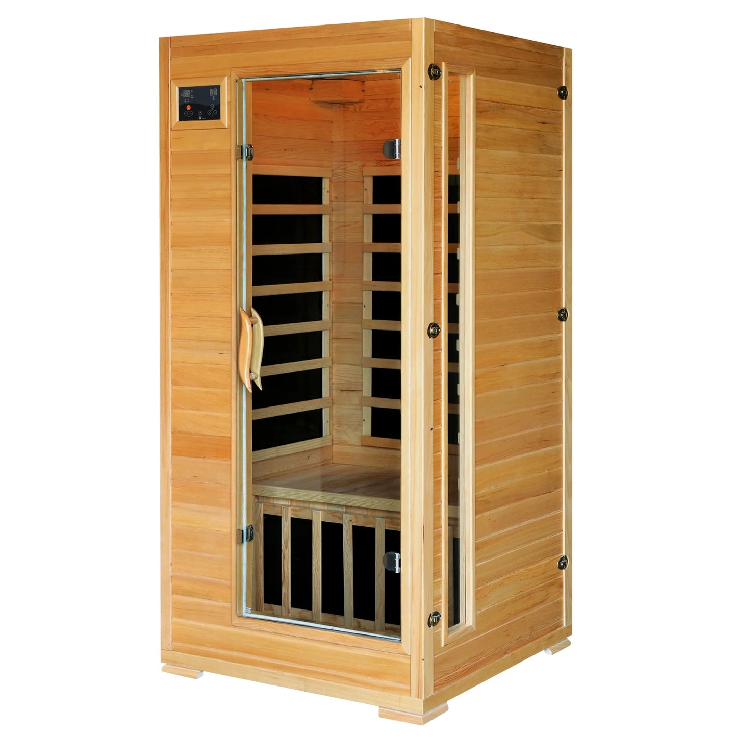 1-2-Person Infrared Sauna Room with 4 Low-Emf Carbon Heaters, Audio System, Canadian Hemlock
