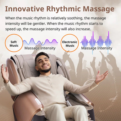 2025 4D Reclining Massage Chair for Full Body, Zero Gravity Recliner with Dual Mechanism, Extended Sl-Track, Upgraded Foot Roller Massage with Waist and Shawl Heating, Music Sync with Hi-Fi Bluetooth Speaker