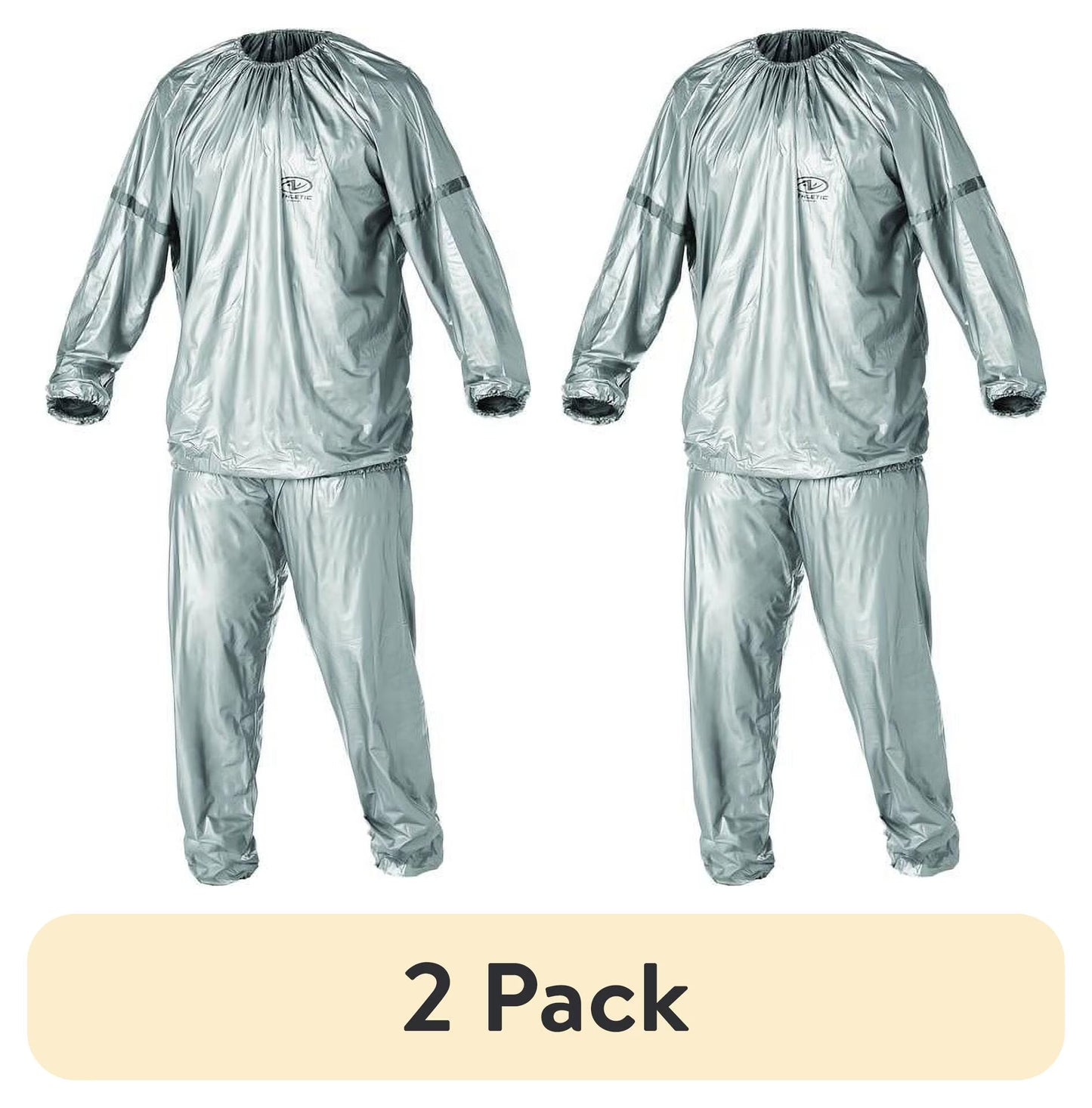 (2 Pack)  Sauna Suit with Reflective Detailing on Sleeves, Large/X-Large, Silver