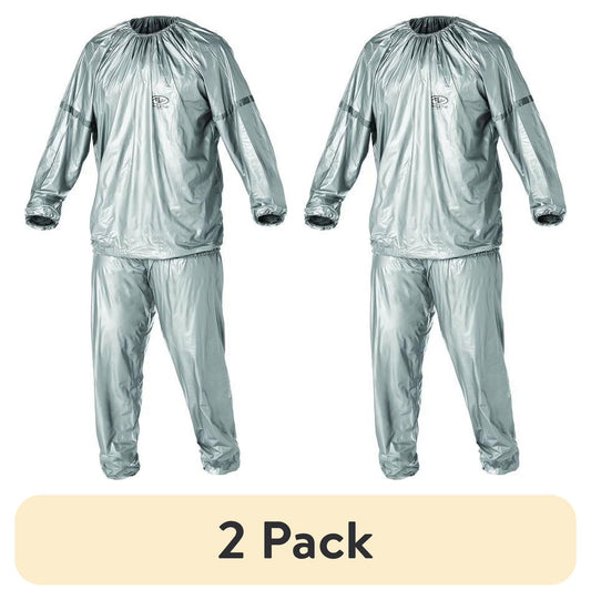 (2 Pack)  Sauna Suit with Reflective Detailing on Sleeves, Large/X-Large, Silver