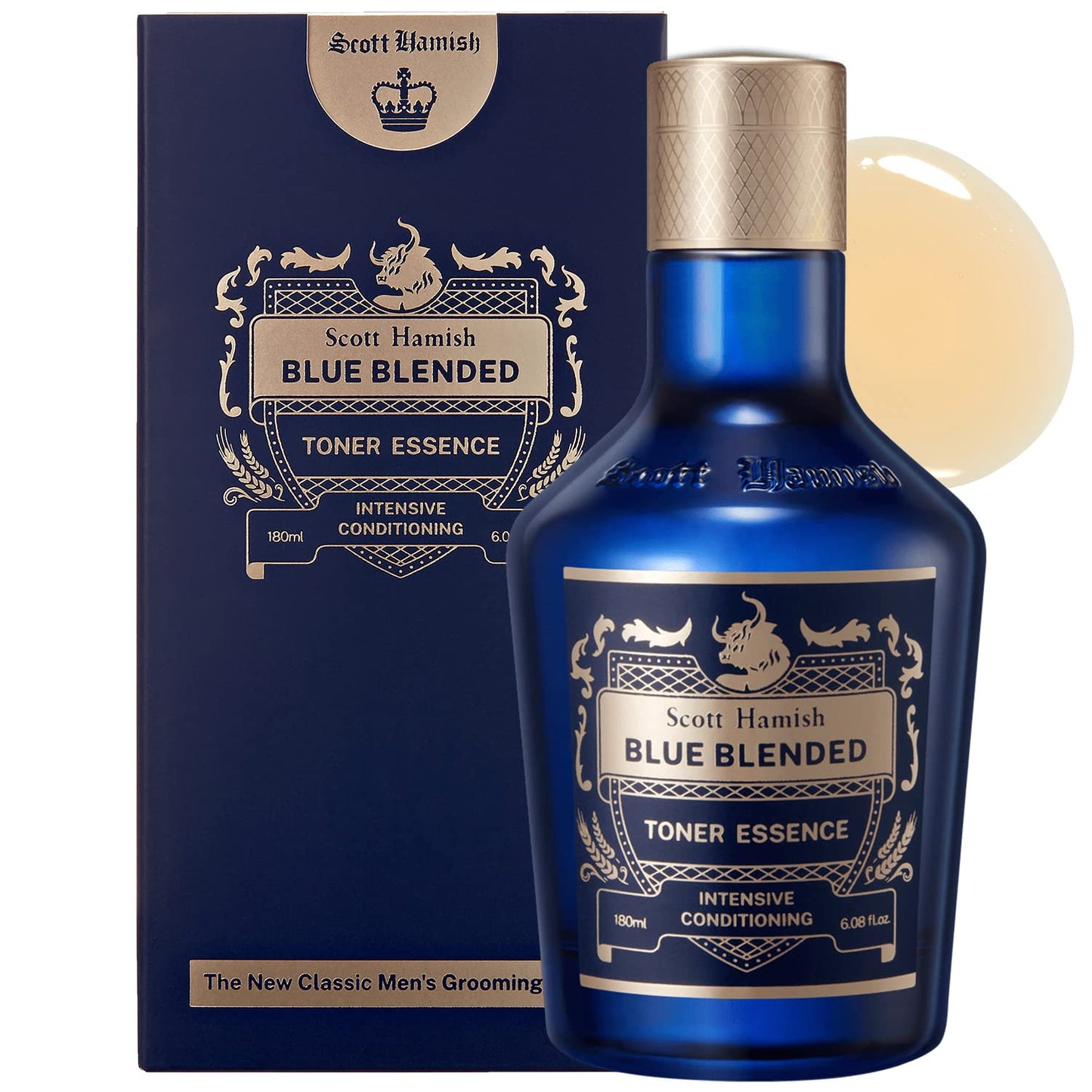 Blue Blended Toner Essence - Men Facial Toner Essence with Hyaluronic Acid & Amino Acid - Hydrating Toner Restore Vitality – All in One Face & Aftershave, 6.09 Fl.Oz.