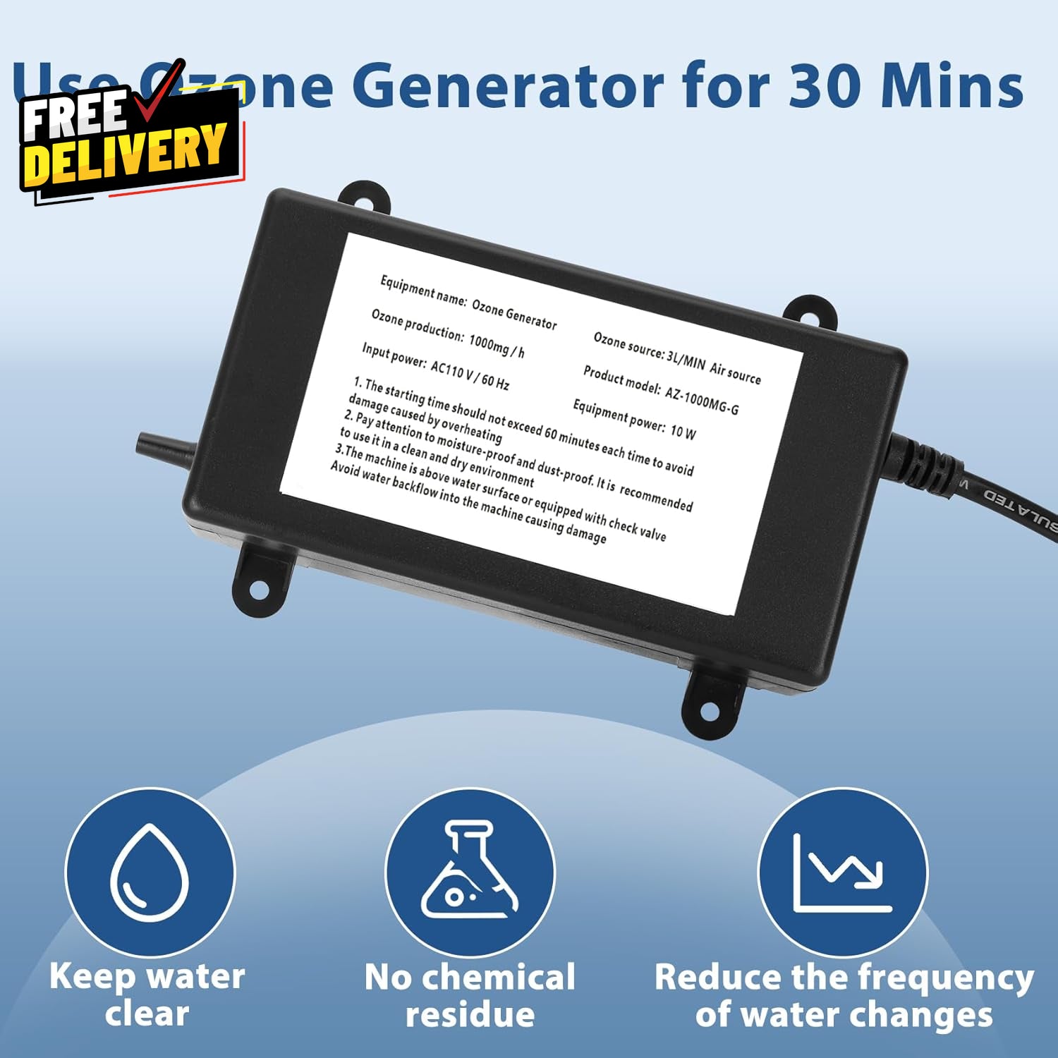 Ozone Generator for Cold Plunge 1000Mg/H Ozone Generator for Water Keep Cold....