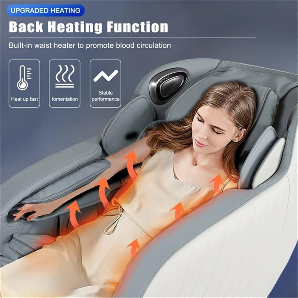 Blue Faux Leather Zero Gravity Recliner 3D Programmable Massage Chair