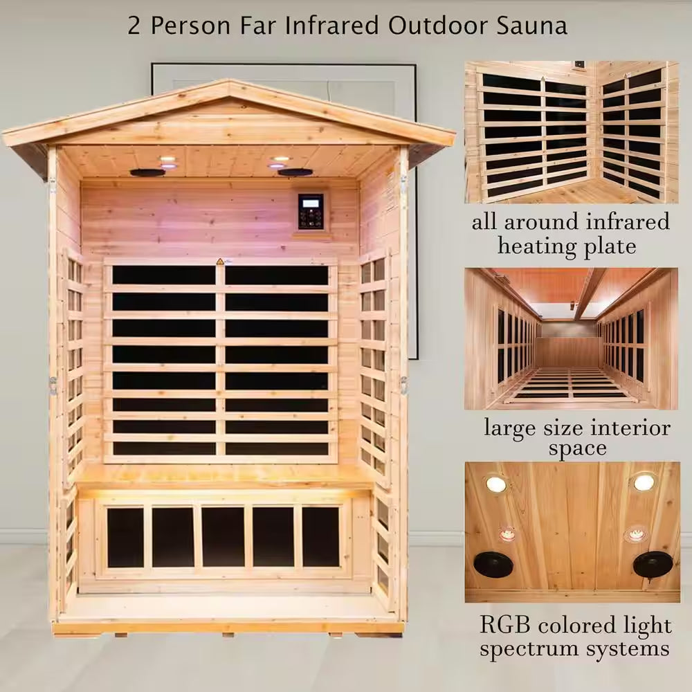 Moray 1-2 Person Outdoor Infrared Sauna with 8 Carbon Far Infrared Heaters and Waterproof Design