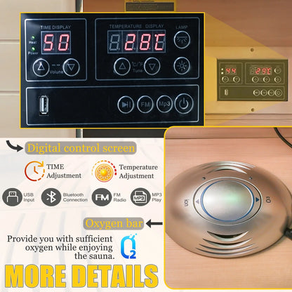 1 Person Mini Far Infrared Sauna Room, Wood Side-Opening Indoor Sauna Low EMF 5 Heating Panels 1050W Infrared Therapy for Personal Wooden Dry Sauna Home Spa Room Valentine'S Day