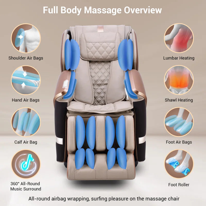 2025 4D Reclining Massage Chair for Full Body, Zero Gravity Recliner with Dual Mechanism, Extended Sl-Track, Upgraded Foot Roller Massage with Waist and Shawl Heating, Music Sync with Hi-Fi Bluetooth Speaker