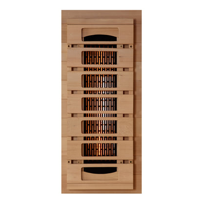Golden Designs 2-Person Full Spectrum Near Zero EMF Sauna with Himalayan Salt Bar.
