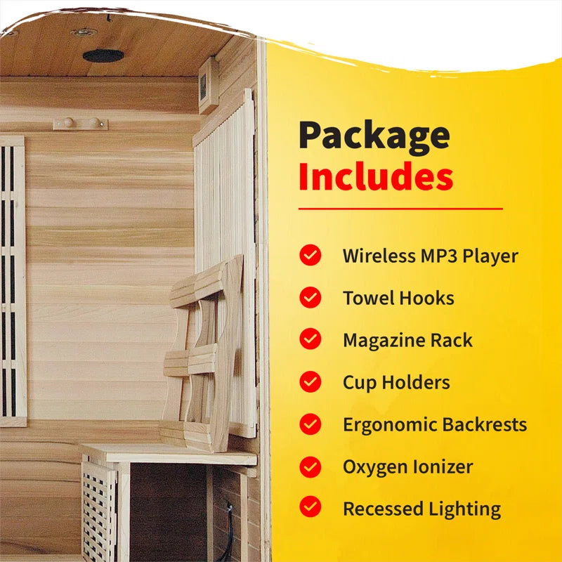6-Person Cedar Infrared Sauna with 10 Carbon Heaters