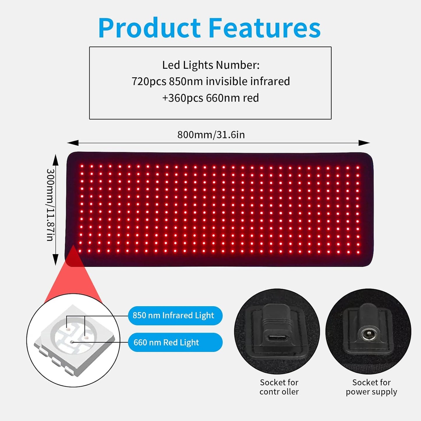 LED Light Therapy Device Pad Full Body Covered Pad 660&850Nm,Home Use Red Light Therapy or near Infrared Light Therapy