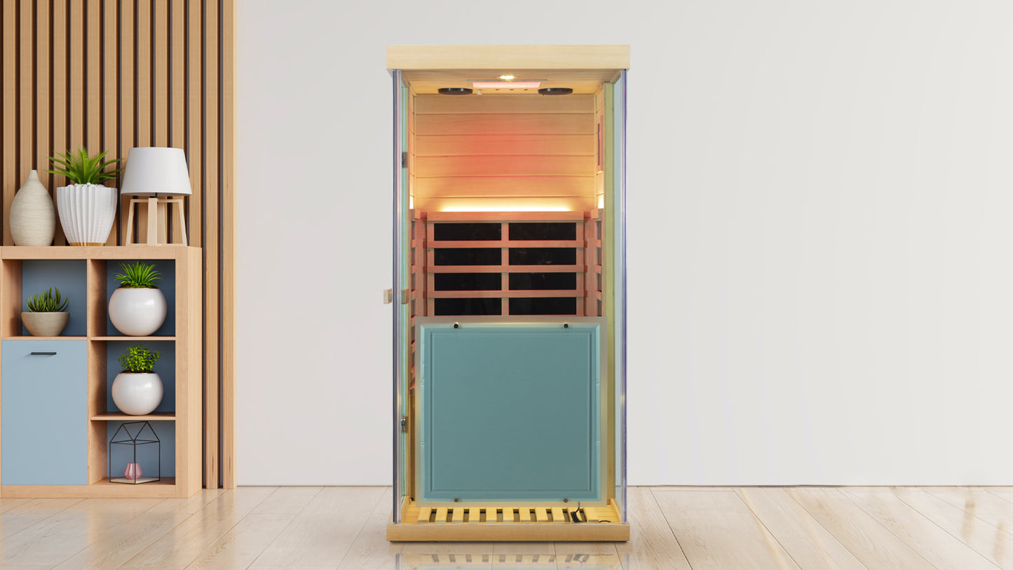 WizziSaunas 909 MHX-R 1-Person Full Spectrum Infrared Sauna (Hemlock)