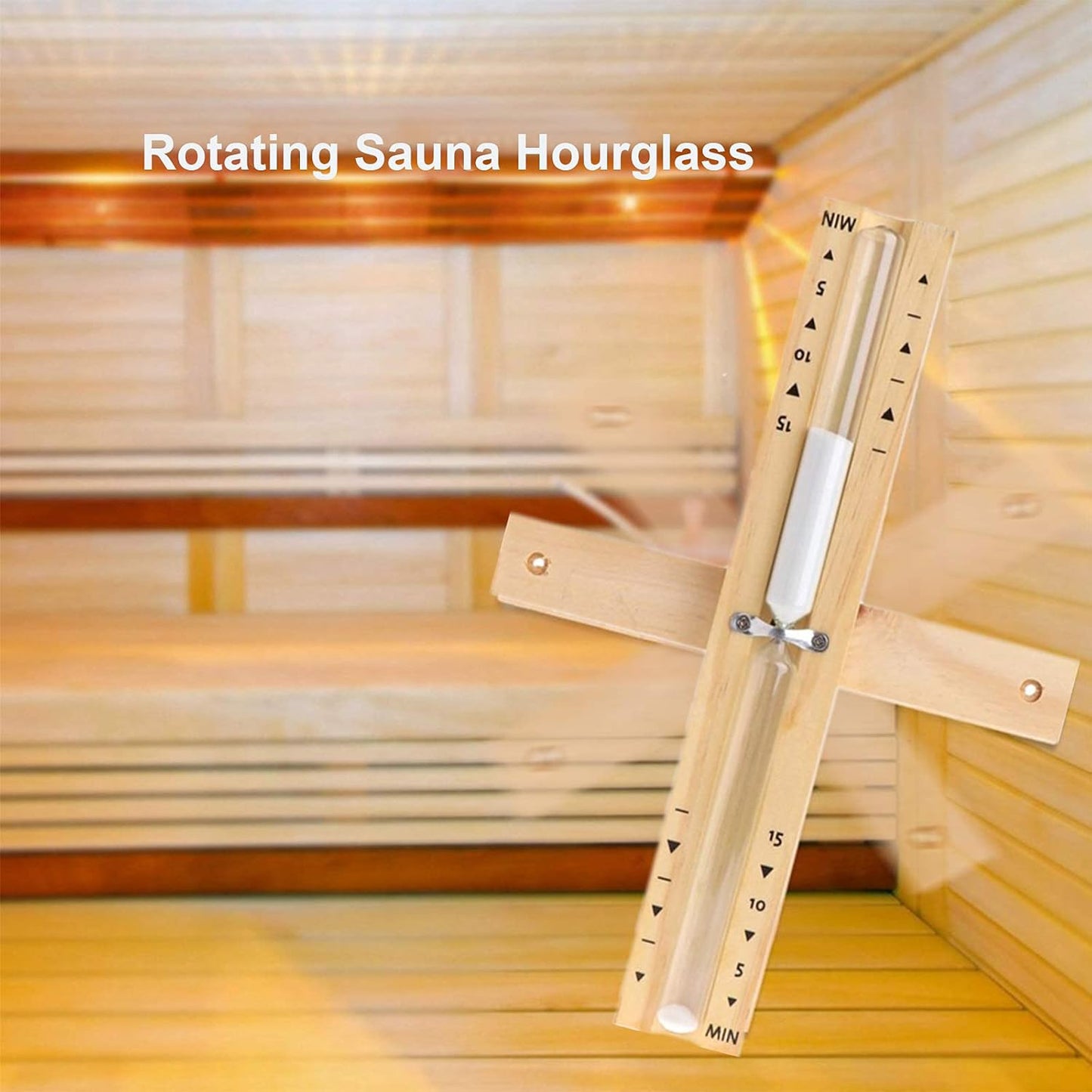 20 Minute Sauna Sand Timer, 20 Min Rotating Wooden Sauna Hourglass with White Sand, Reloj De Arena, Heat Resistant Sand Clock Hour Glass Timer for Sauna SPA