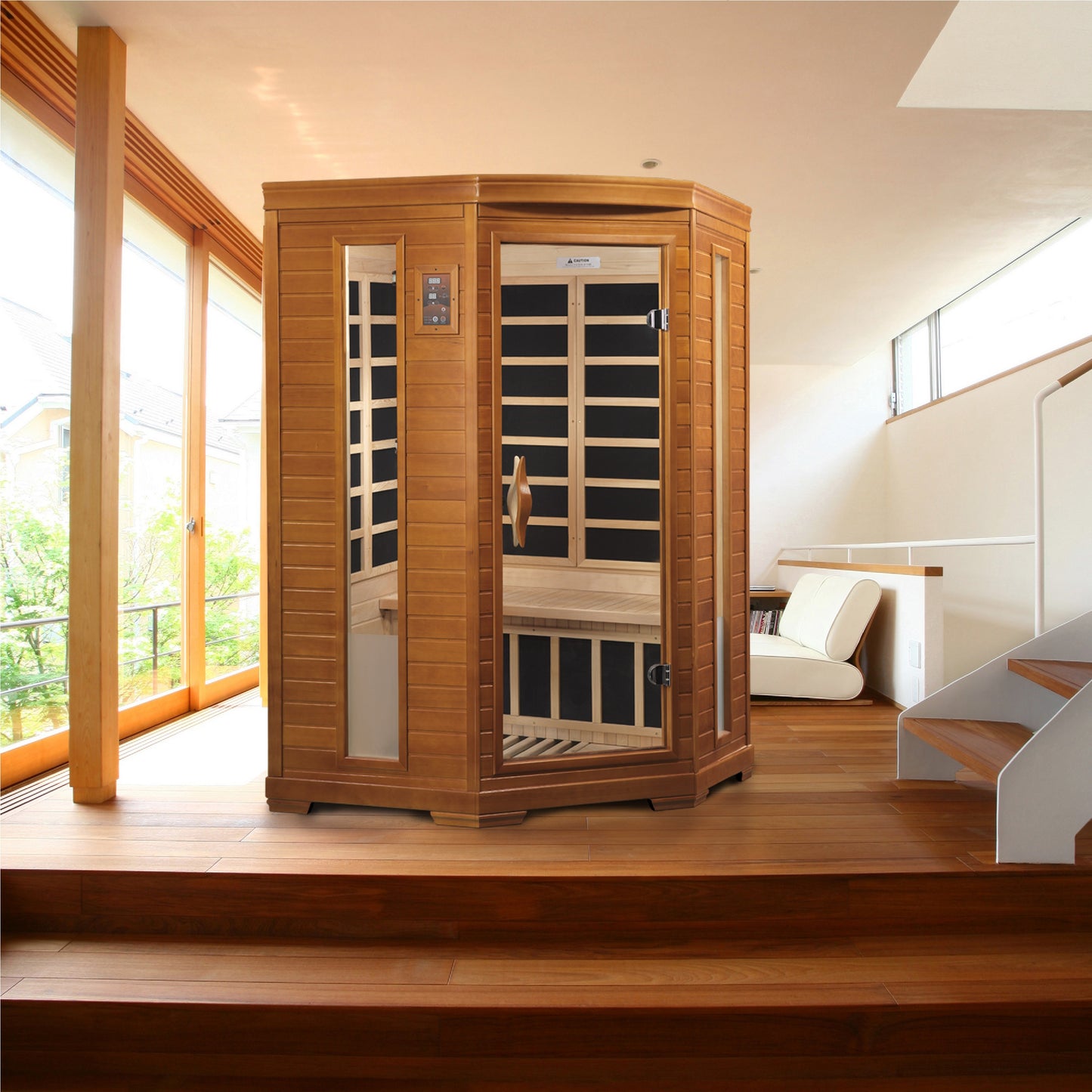 Dynamic Heming 2-Person Corner Low EMF FAR Infrared Sauna (Canadian Hemlock).