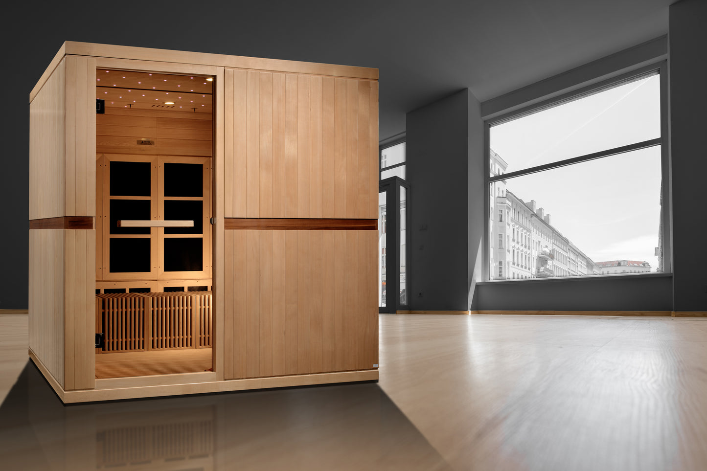 Golden Designs Monaco Limited Edition 6-Person PureTech™ Near Zero EMF FAR Infrared Sauna.