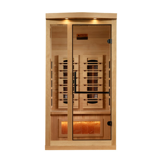 Golden Designs Aurora 1 Person Full Spectrum Infrared Sauna with Himalayan Salt Bar