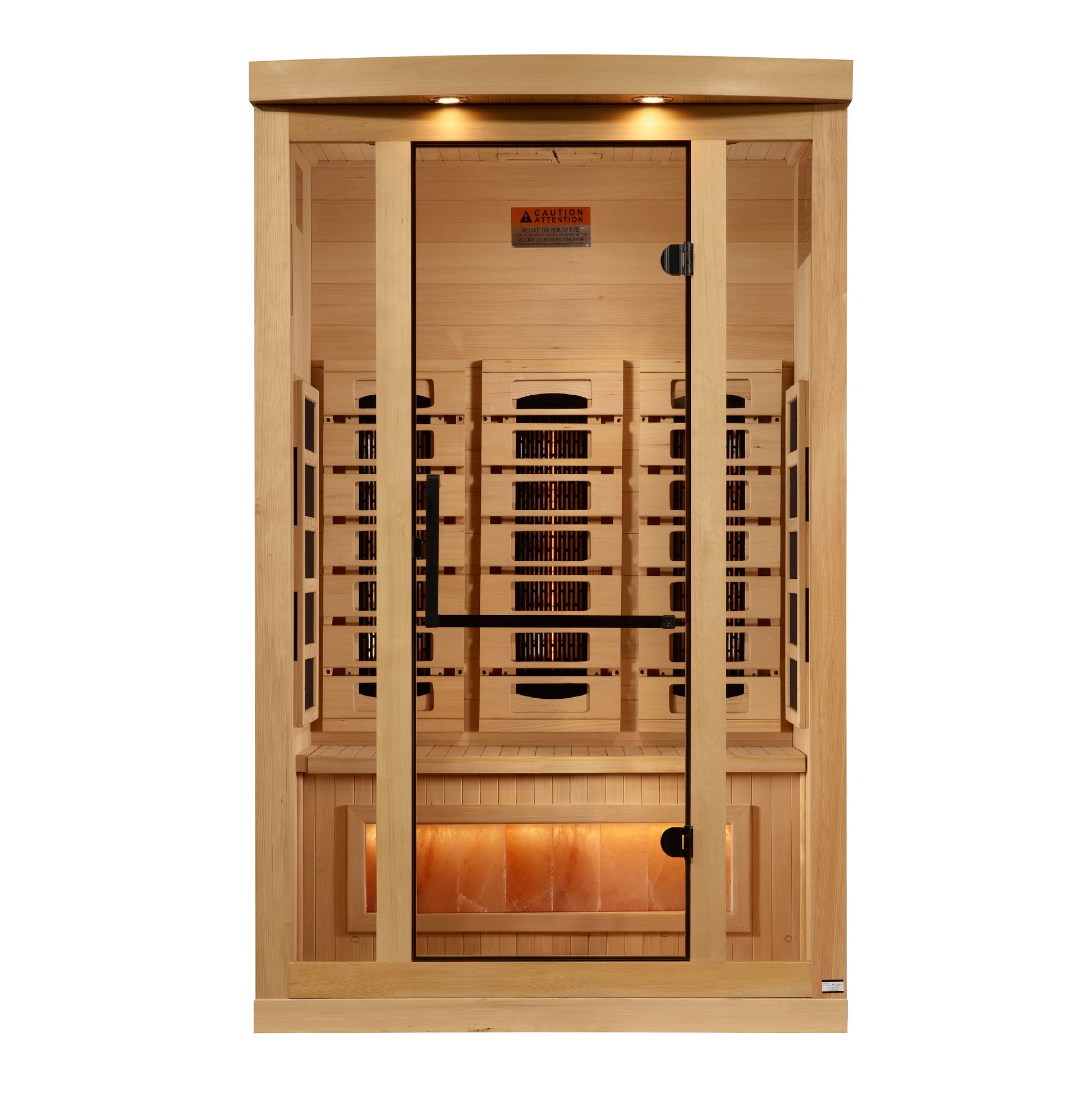 Golden Designs 2-Person Full Spectrum Near Zero EMF Sauna with Himalayan Salt Bar.