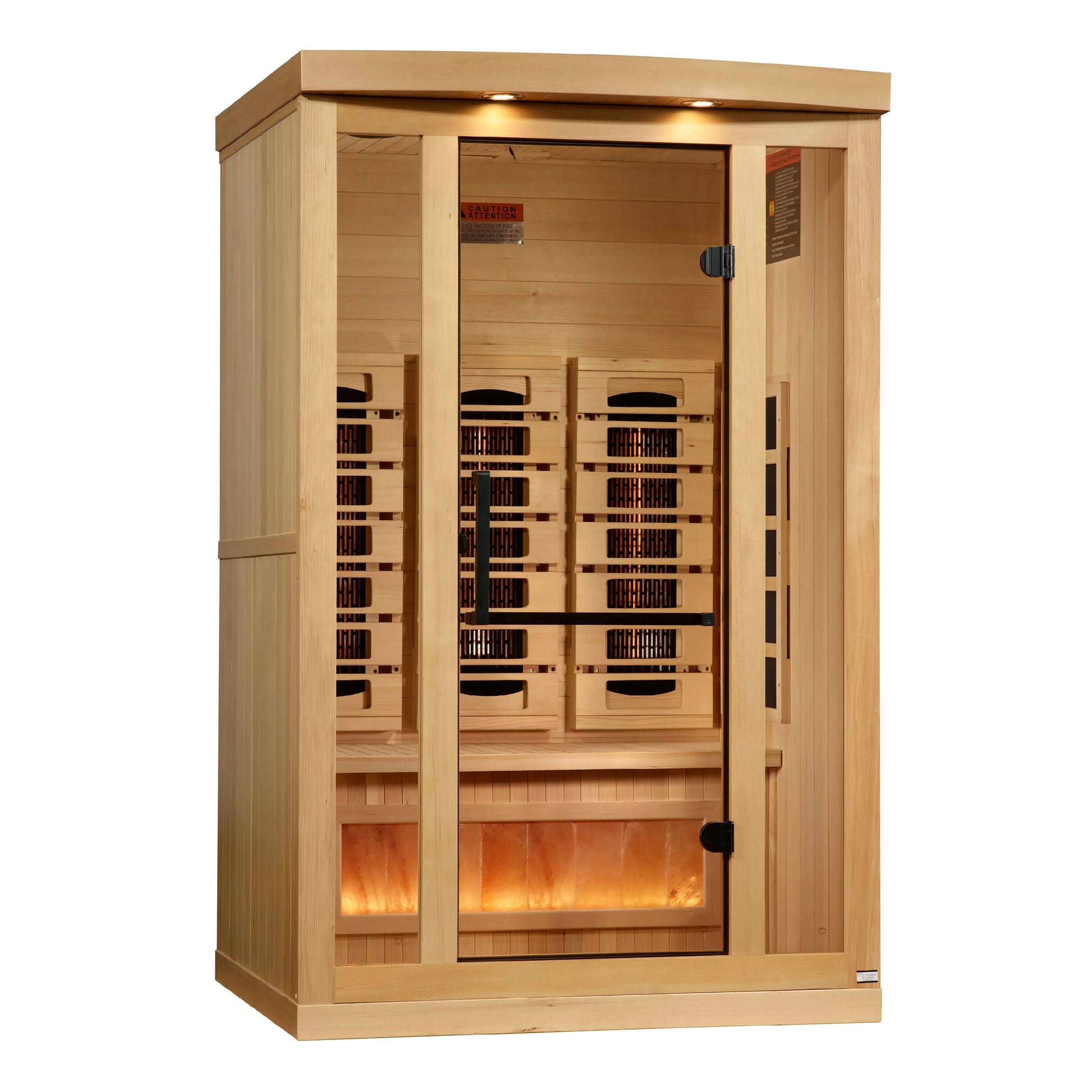 Golden Designs 2-Person Full Spectrum Near Zero EMF Sauna with Himalayan Salt Bar.