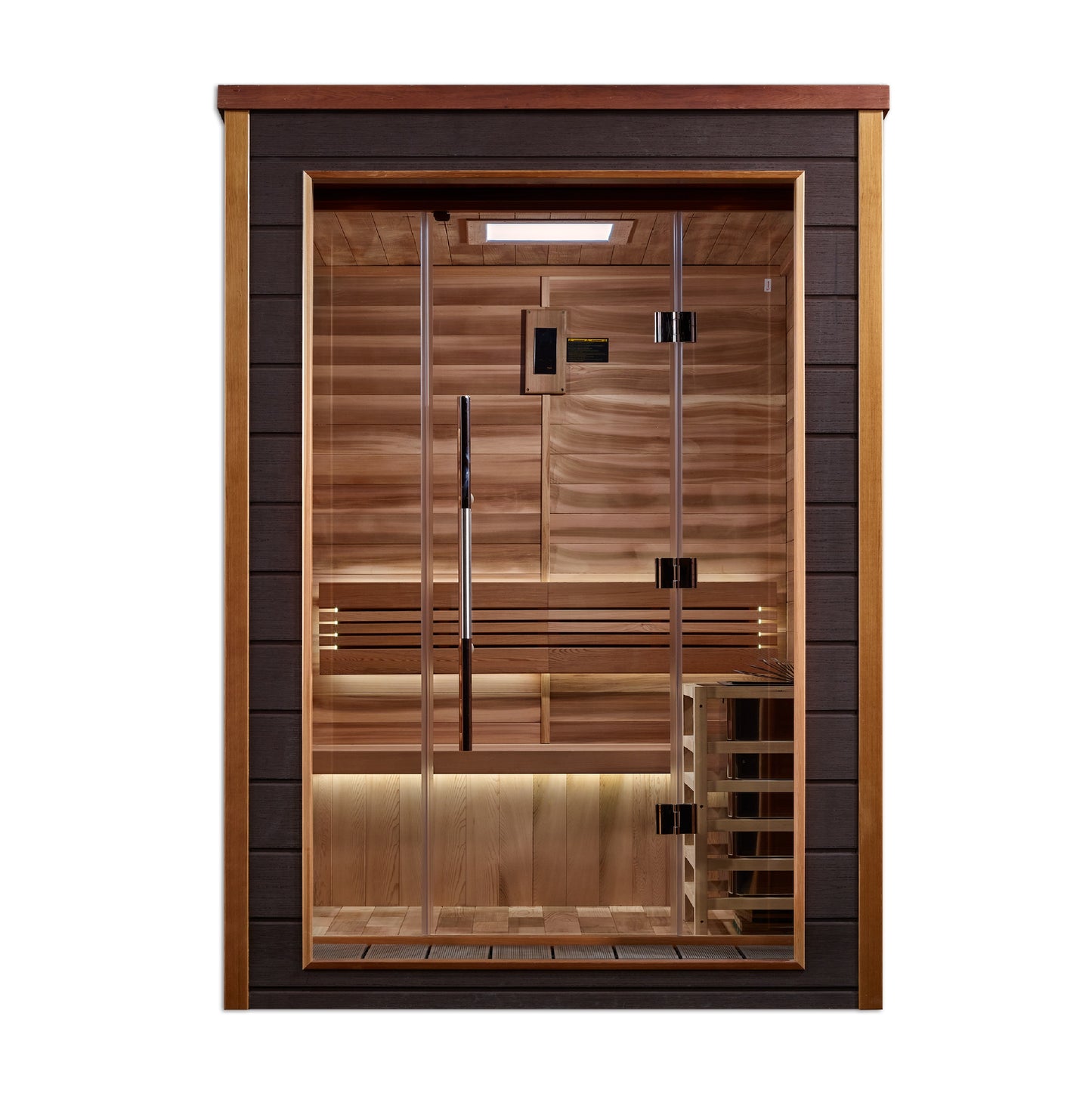 Golden Designs Narvik 2 Person Outdoor-Indoor Traditional Sauna – Canadian Red Cedar Interior