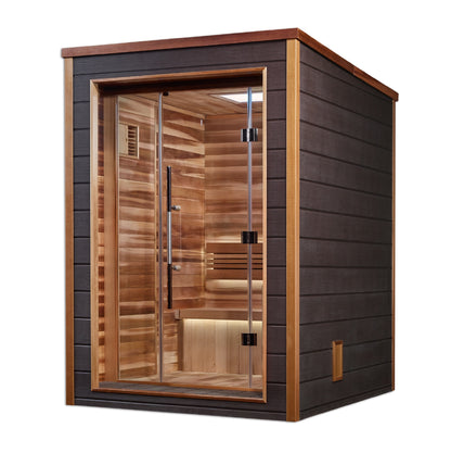 Golden Designs Narvik 2 Person Outdoor-Indoor Traditional Sauna – Canadian Red Cedar Interior