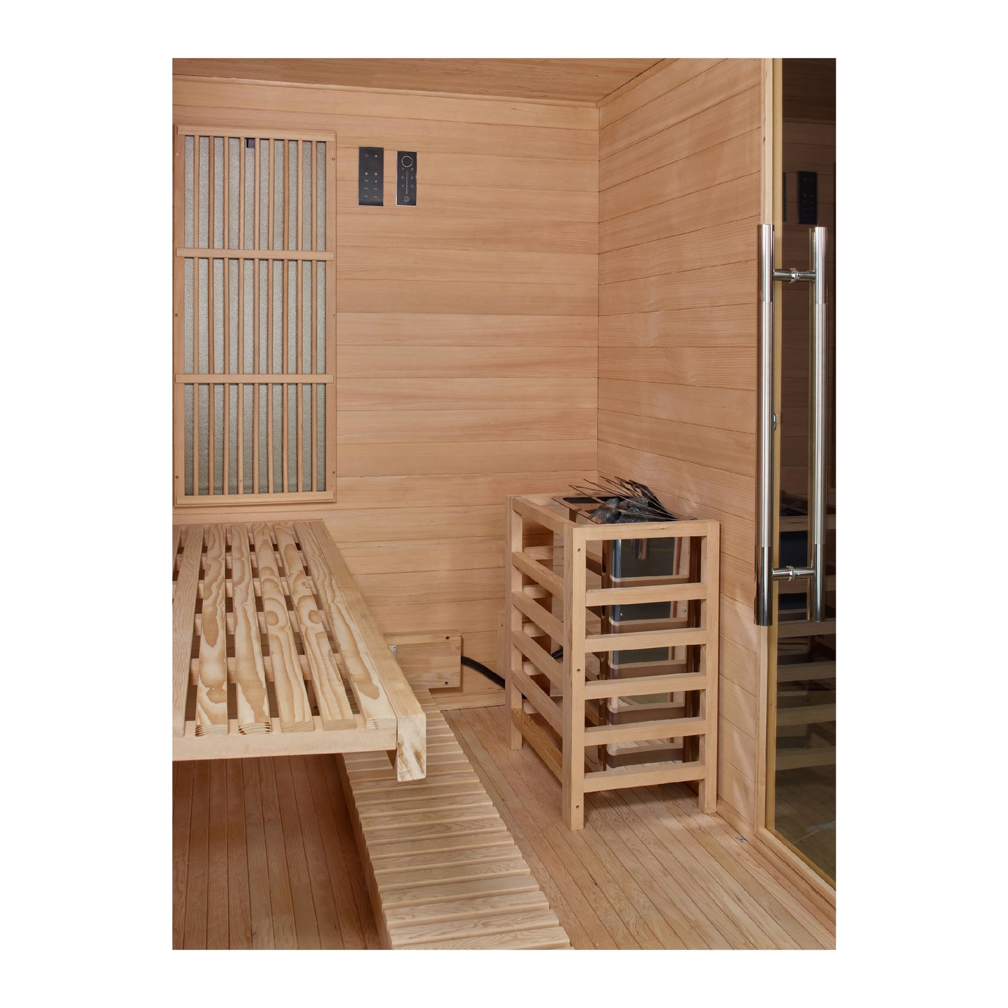 Golden Designs Soria 3 Person Indoor Sauna- Hybrid- Infrared & Traditional